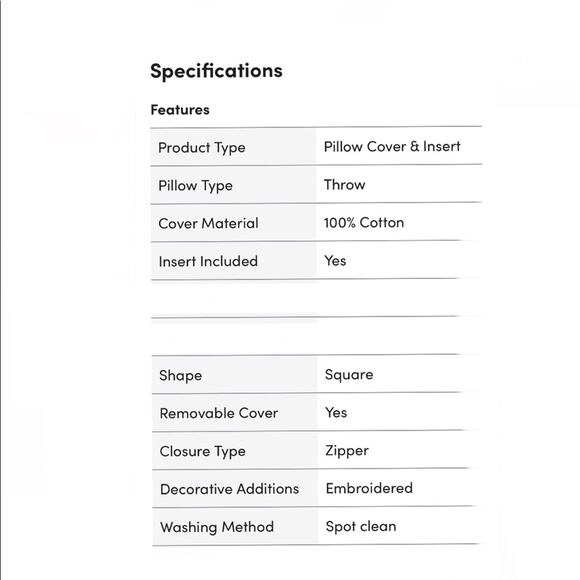 Design Inspiration Gabriela Embroidered Cotton Throw Pillow Cover 18”x18” NEW - Picture 12 of 14